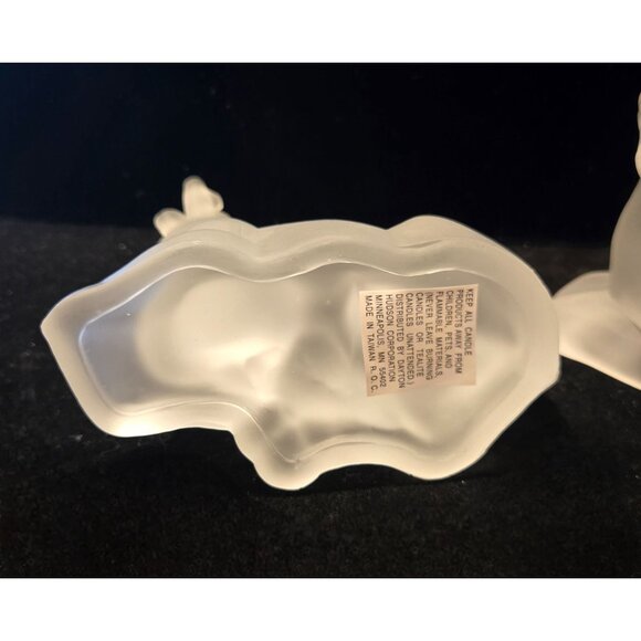 Pair Of vintage Frosted Glass Reindeer Candle Holders - Picture 7 of 10